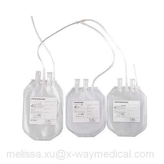 Closed Blood Collection System 150ml 250ml 500ml Blood sampling collection bag, single double triple ...